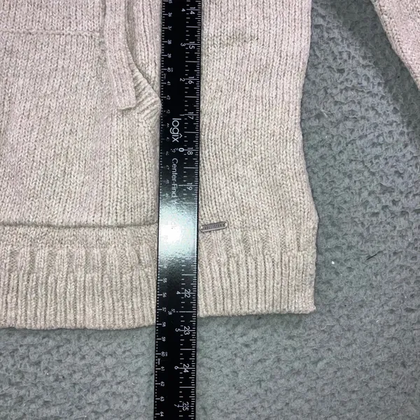Hollister Baja Hoodie‎ Women S Oatmeal Beige Knit Lace Up Coastal Boho Pullover - Image 7