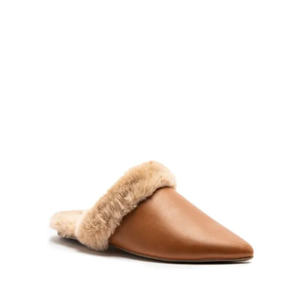 Qupid 1. Camel‎ Brown Fur-Lined Mule - Image 2