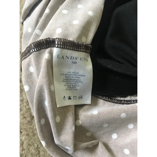 Lands End Women's Polka Dot Swim Top Halter Size 10D Brown White Swim Wear - Image 8
