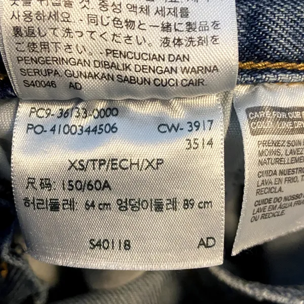 Levi's Bib Overalls Jeans 100% Cotton Adjustable Distressed Straight Med Wash XS - Image 7