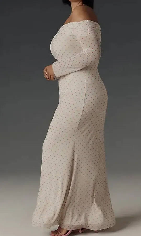 Anthropologie AFRM Long-Sleeve Off-The-Shoulder Mesh Maxi Dress, Size 2X - Image 4