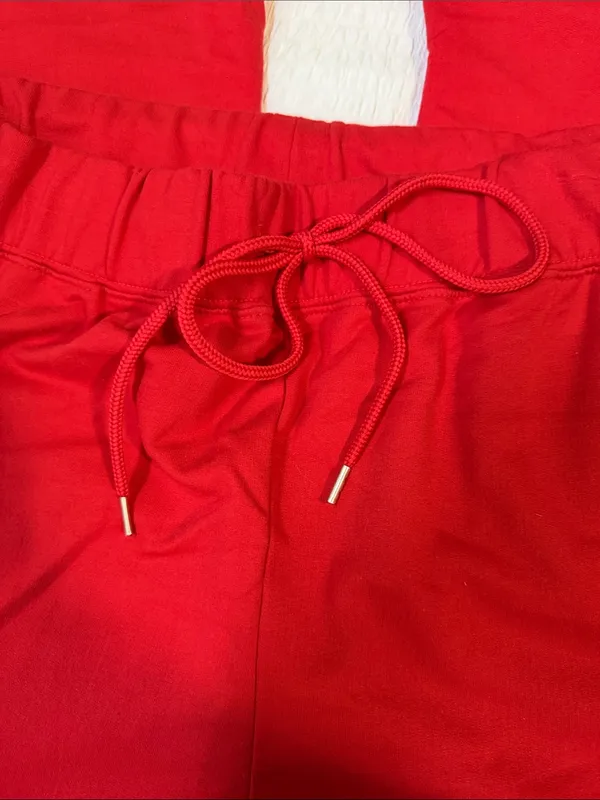 Erika Sport Red Wide Leg Drawstring Lounge Pants NWT Large - Image 3