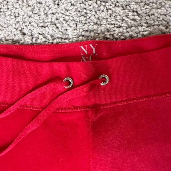 New York & Company Red Velour Tracksuit Set Zip Hoodie XLPants L Y2K Lounge - Image 3