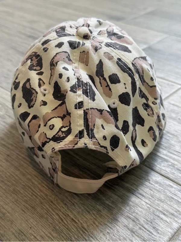 Aerie Leopard Print Camo Baseball Cap Hat Distressed Brim One Size - Image 2