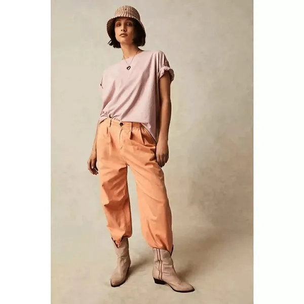 Free People Addy Wide Leg Chino Pants Pastel Light Orange Size 4 NWOT - Image 12