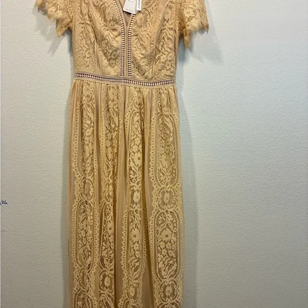 Chic Lace Maxi Dress in Cream - Image 2