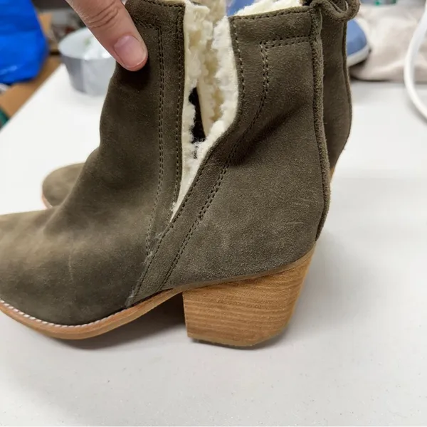 Jeffrey Campbell Green Suede Leather Ankle Boots Womens 8 Fall Booties Classic - Image 8