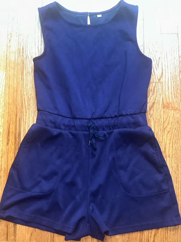 Sleeveless Navy Blue Drawstring Romper NEW - Image 2