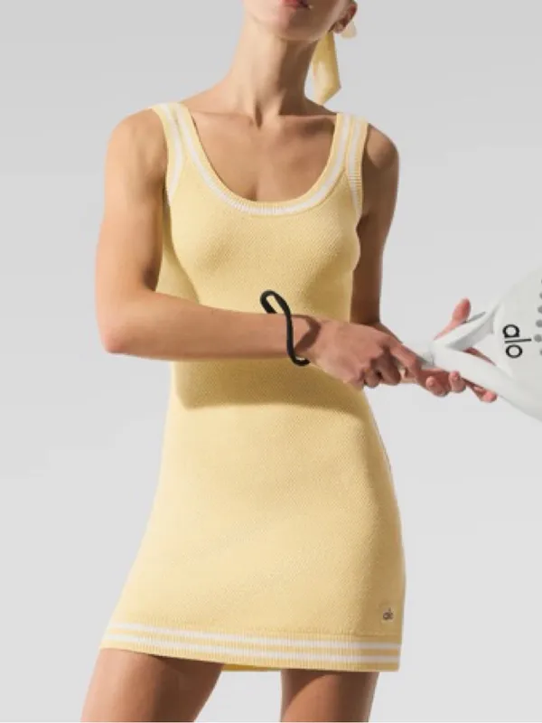 ALO Yoga Tennis Club Sweater Knit Dress - Warm Butter Yellow - XS - Like New - Image 13
