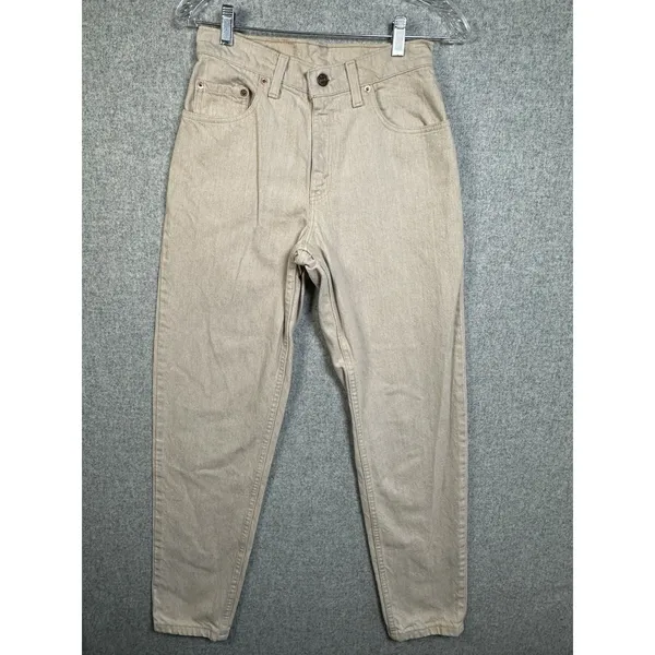 Vintage Levis 550‎ Jeans Womens 7 Med Relaxed Fit Tapered Leg Cream Made In USA - Image 4