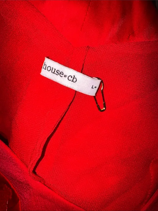 NEW House of CB Anastelle Bead Embellished Satin Mermaid red Gown Sz L+ XL - Image 9