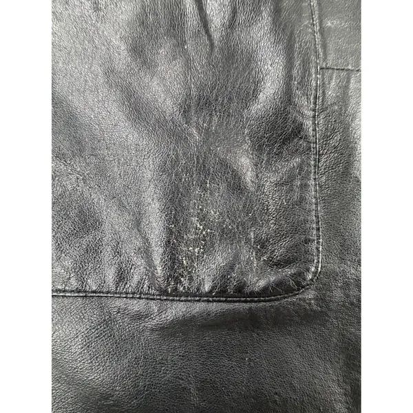 Venezia Vintage Black Leather Hooded Parka Jacket Womens Large 02-9438-9 Zip Up - Image 8