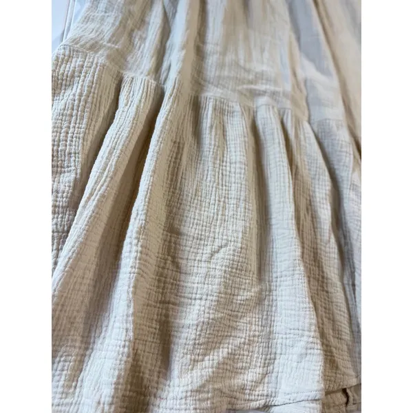 Rachel Pally Gauze Cecelia Dress XL Sand Beige Tiered Midi Balloon Sleeve V-Neck - Image 3