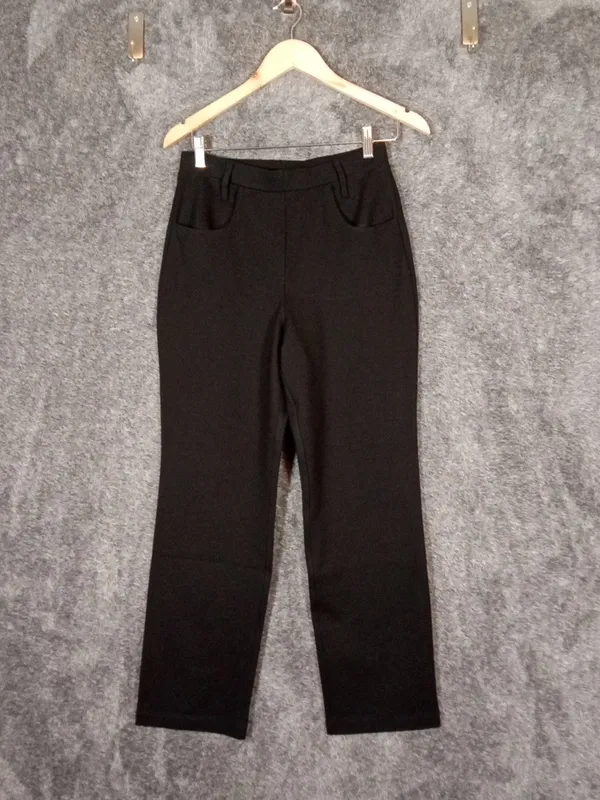 Quince Ultra Stretch Ponte Straight Leg 4 Pockets Black Office Capsule Wardrobe - Image 3