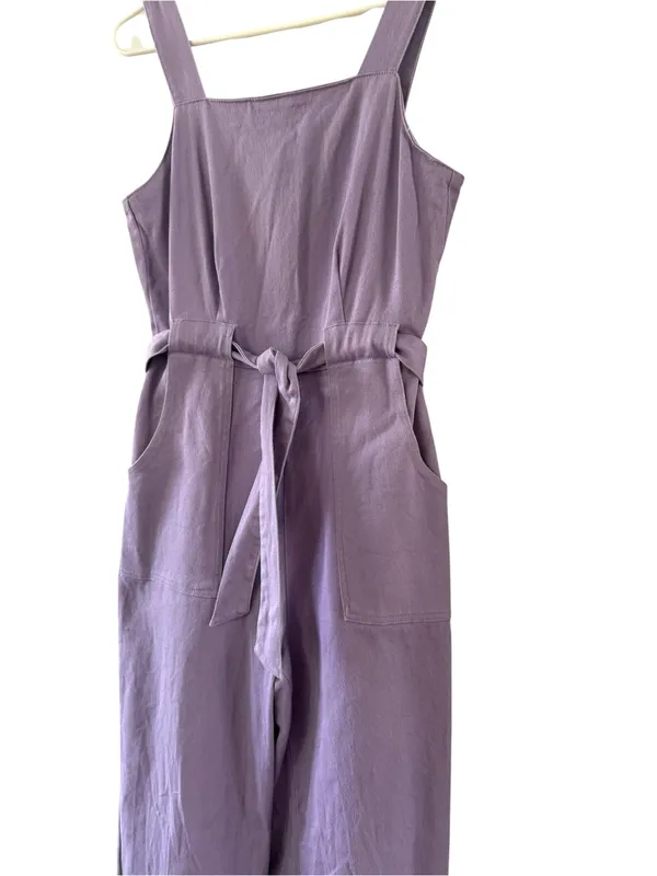 Copper Key Lilac Wide-Leg Crop Jumpsuit with Tie Waist - Image 5