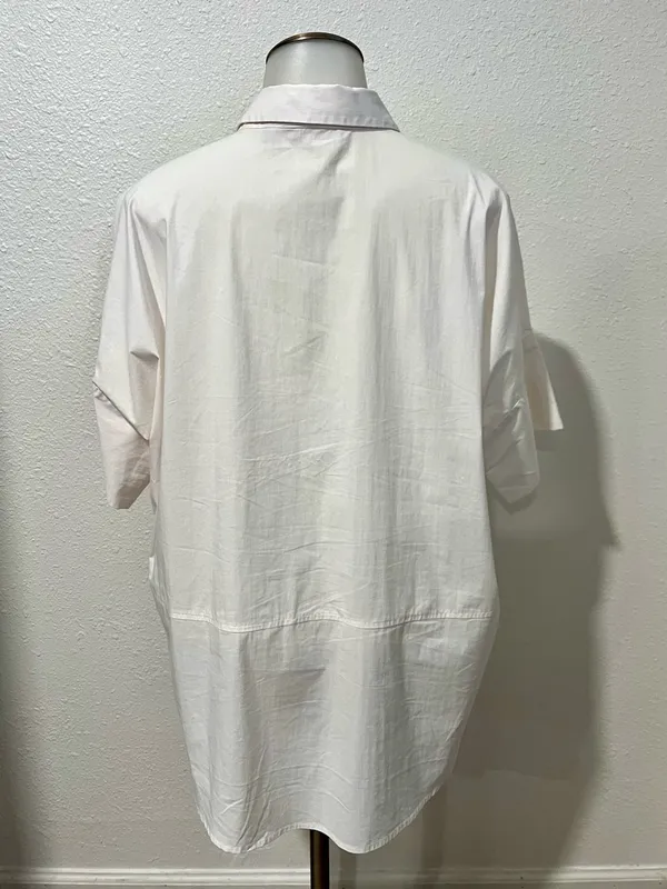 Athleta White Short Sleeve Button Up Shirt Size Medium - Image 4