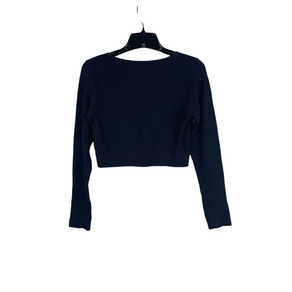 Garage Black Ribbed L Cropped Top Seamless Deep V-Neck Long Sleeve Y2K Look NWT - Image 3