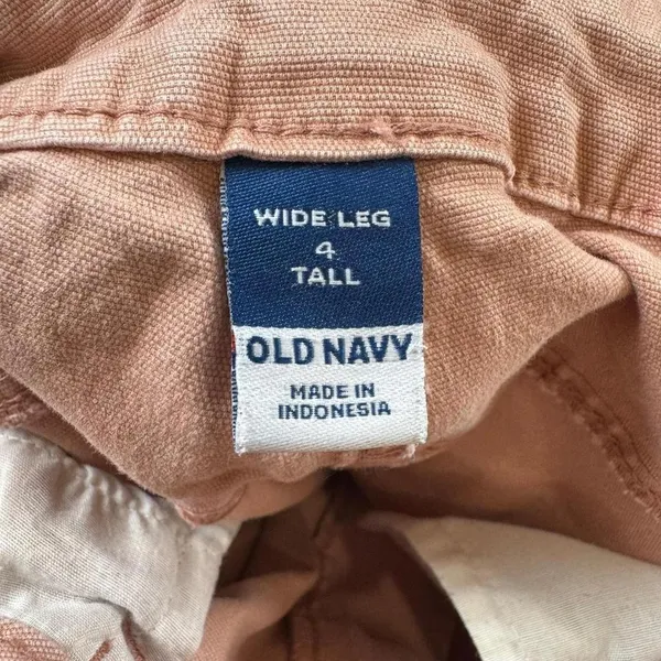 Old Navy Wide Leg High Rise Pants Mauve Pink 4 Tall Trousers Cotton Twill‎ - Image 3