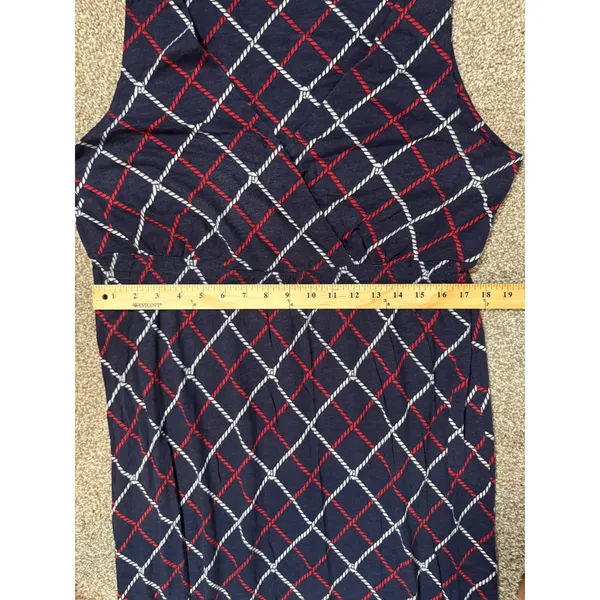 Tommy Hilfiger Women XL Navy Red Rope Print Faux Wrap Tall Girl Friendly - Image 4