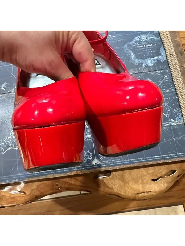 Red Patent Platform Heels | Jante | Size 8 Red - Image 6