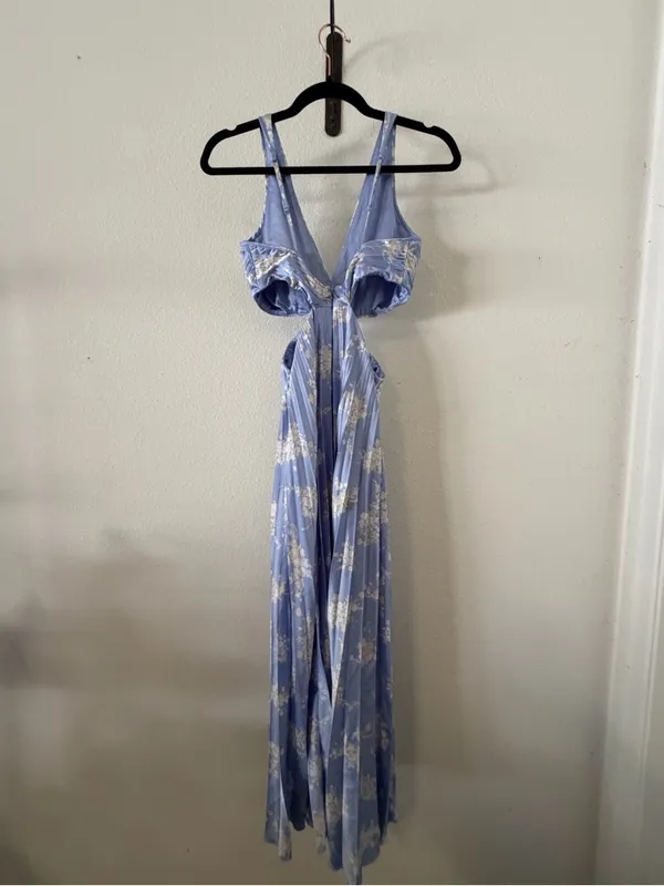 Abercrombie A&F Giselle Pleated Blue Cutout Dress XSP - Image 9