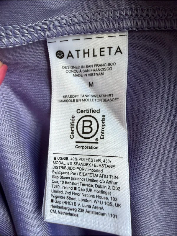 Athleta Seasoft Tank Sweatshirt Dusk Purple Lavender Size Medium Sleeveless Top - Image 5