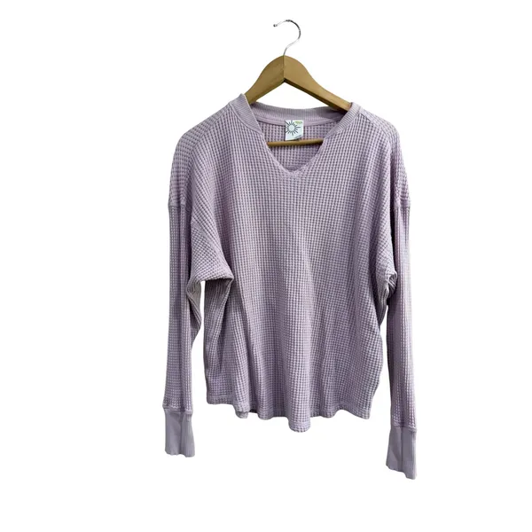OFFLINE by Aerie Waffle‎ Knit Long Sleeve Top Lavender Purple Thumbhole Small - Image 2