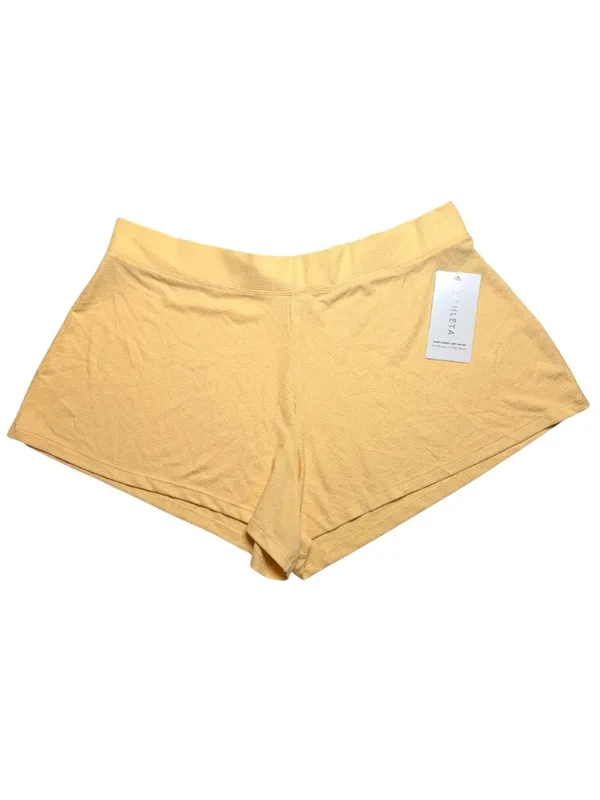 NWT Athleta Wind Down Sleep Shorts 1X Lunaria Yellow Waffle Knit Lounge Plus - Image 2