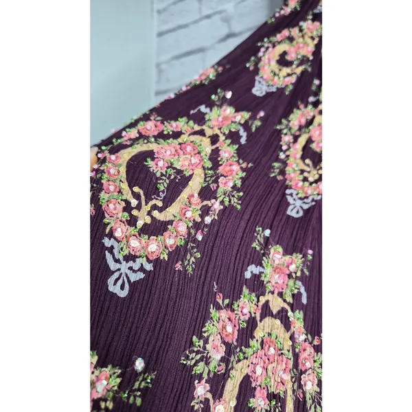 Vtg INC International Concepts 100% Silk Beaded Floral Skirt Size 12 Whimsigoth - Image 7