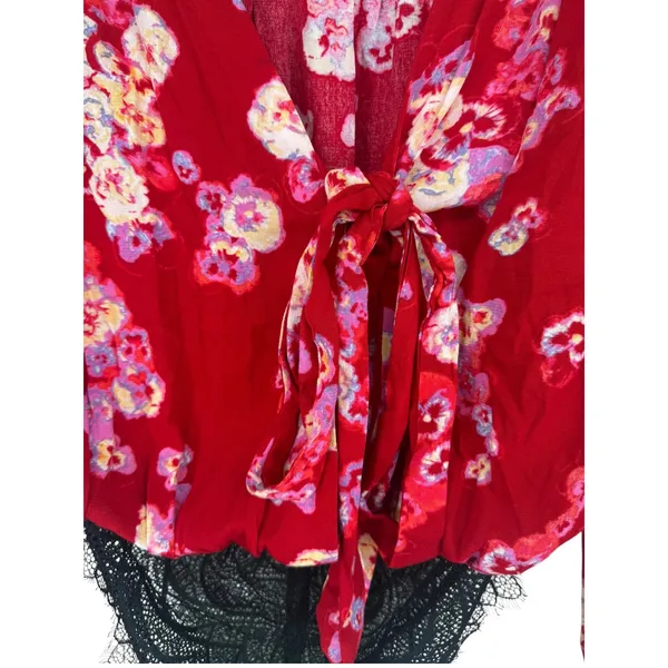 NWT Free People Intimately Forties Feels Floral Tie Front Lace Bodysuit Size Med - Image 8