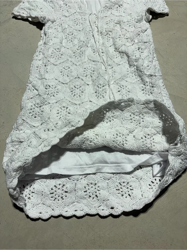 Show Me Your MuMu Palmer fleetwood White Crochet dress medium - Image 7