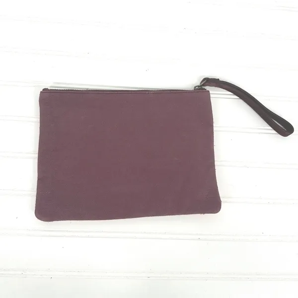 Lucky Brand Wristlet Pouch Women OS Burgundy Floral Embroidered Suede Boho - Image 3