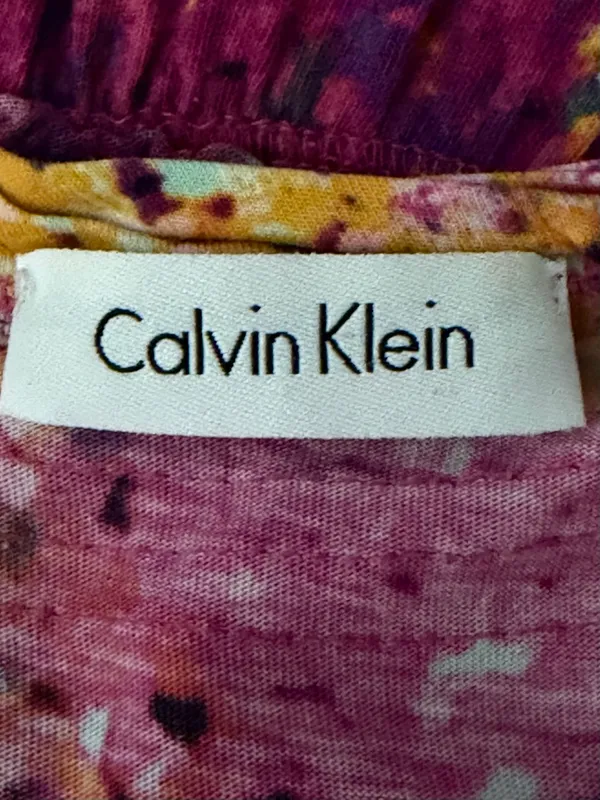CALVIN KLEIN Fuchsia Multi Abstract Faux Wrap Fit & Flare Stretch Size 8 - Image 9