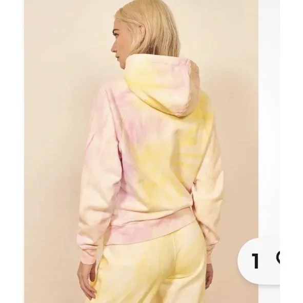 Reformation Tanner Hoodie Pastel Tie Dye Organic Cotton Creamsicle Sz L - Image 2
