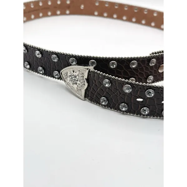 Studded Rhinestone Brown‎ Leather Alligator Western Belt Plus XXL Bling 52” READ - Image 5