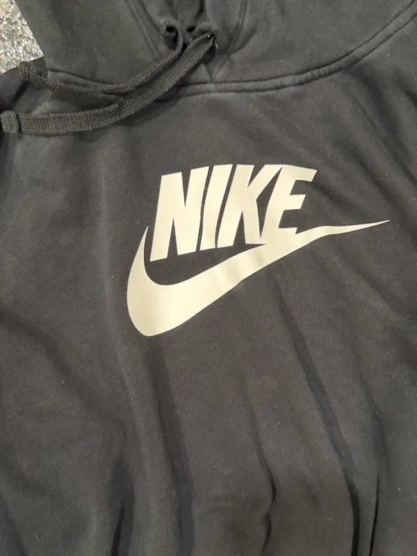 Nike Black Fleece Pullover Cropped Hoodie Women's Size S Logo Graphic Print - Image 2