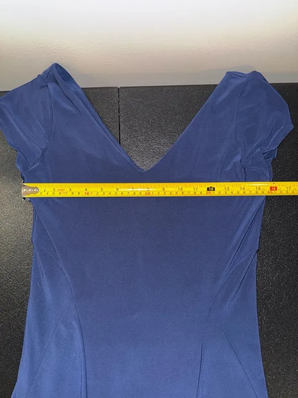Lauren Ralph Lauren Royal Blue V-Neck Cap Sleeve‎ Fit and Flare Dress-S - Image 5