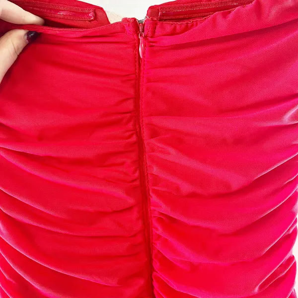 Hello Molly Blossoming Romance Strapless Ruched Cutout Mini Dress Red 6 - Image 6