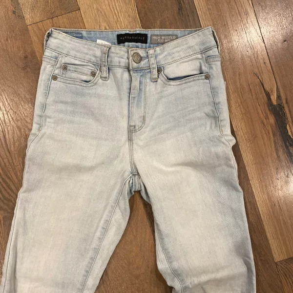 Aeropostale Womens High Waisted Distressed Jegging Size 00 Blue Stretch - Image 4