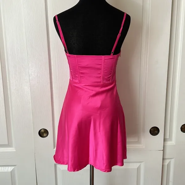 Princess Polly Spotlight Pink Satin Mini Dress - Image 3