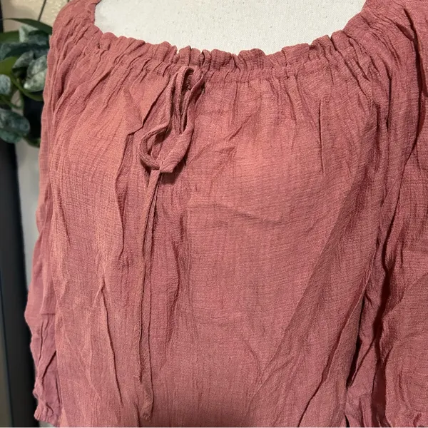 Lulus All In Favor Rusty Rose Peasant Blouse – Size Small - Image 3