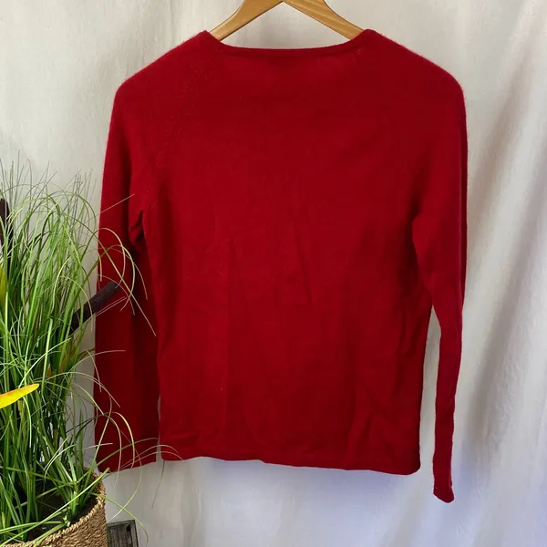 Prive’ 100% Cashmere Red Long Sleeve Crewneck Sweater S - Image 2