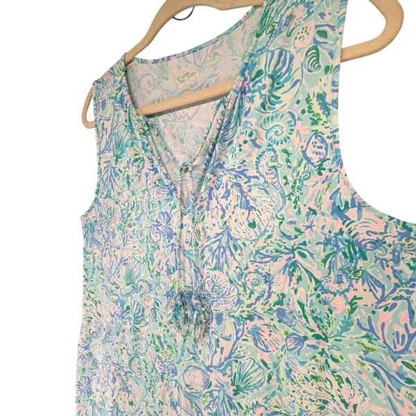 Lilly Pulitzer Johana Cover Up Swim Dress Womens L Surf Blue Sea Life Beachcore - Image 3