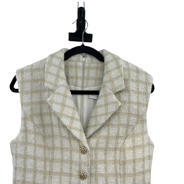 Endless Rose Suited Tweed Romper Plaid Check White Gold‎ Size Medium - Image 4