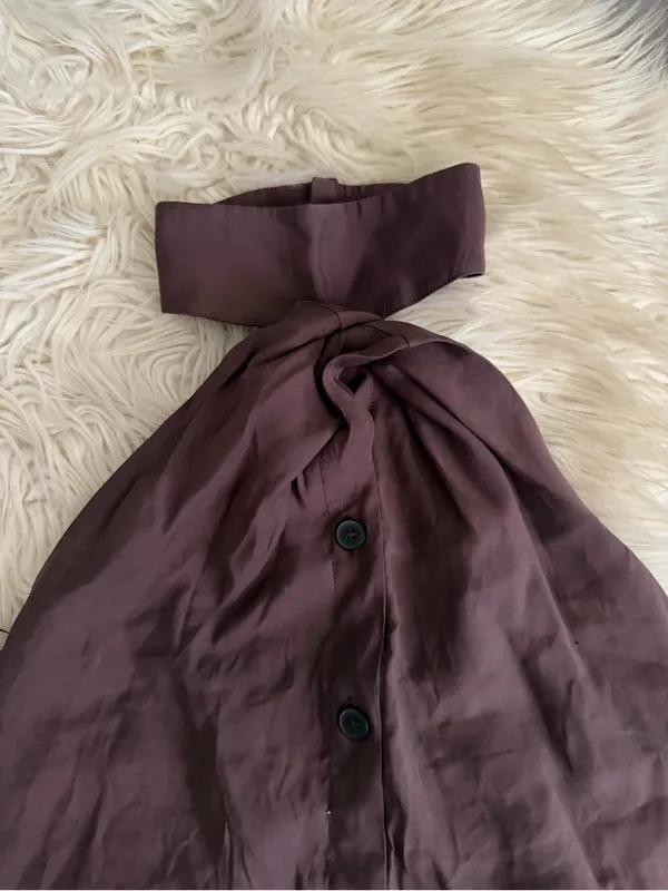 ZARA Women’s Brown Halter Neck Button-Front Top - Image 10