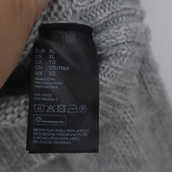 H&M Divided Grey Mock Neck Chunky Knit Cropped Sweater XL - Image 4