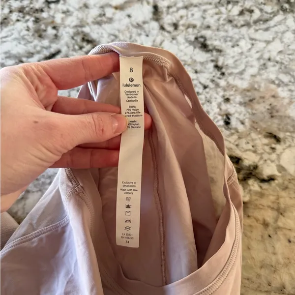 Lululemon Cropped Long Sleeve Mesh Hem Top Blush Pink Size 8 - Image 6