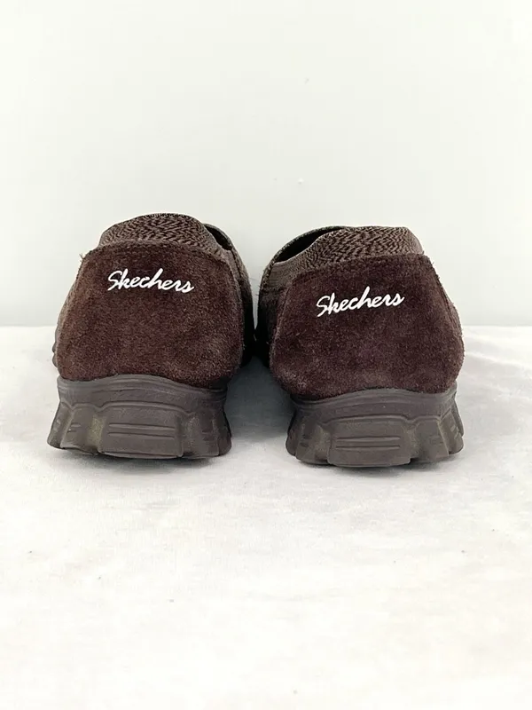 Skechers EZ Flex Chocolate Brown Suede Perforated Slip On Loafers 8.5 - Image 7