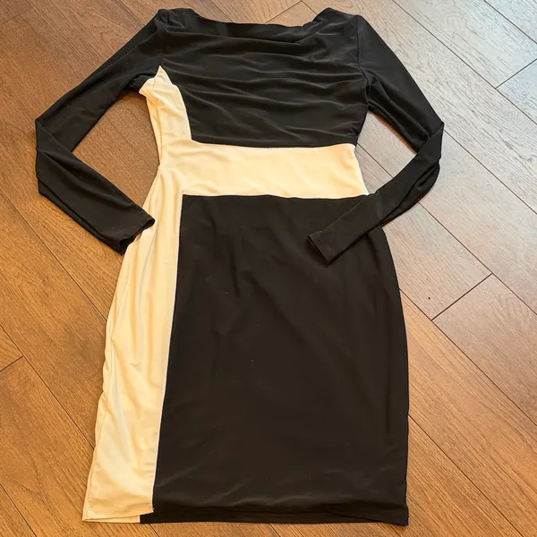 Ralph Lauren Black and White Long Sleeve Dress Size 4 C5-042 - Image 7