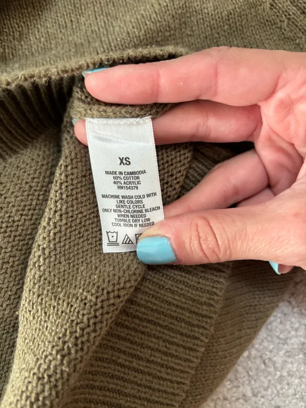 Aeropostale Olive Cold Shoulder Lace-Up Sleeve Crewneck Sweater - Image 6